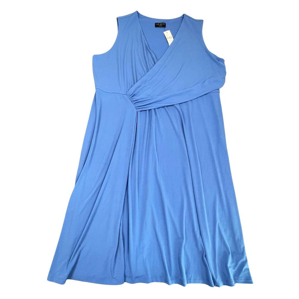 NWT Lane Bryant Dress 22/24 Blue Faux Wrap Jersey Sleeveless Professional Work